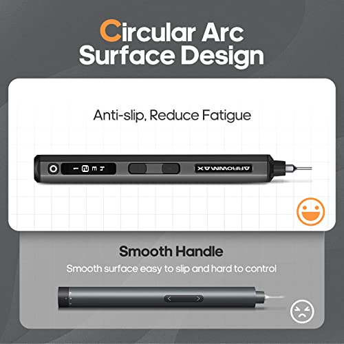 Electric Screwdriver- AM ARROWMAX Cordless Precision Screwdriver Set with 34 Magnetic Precision Bits,4 Gears Torque, Rechargeable Repair Tool Kit for Electronics Laptop Glasses Watch (SES), Black