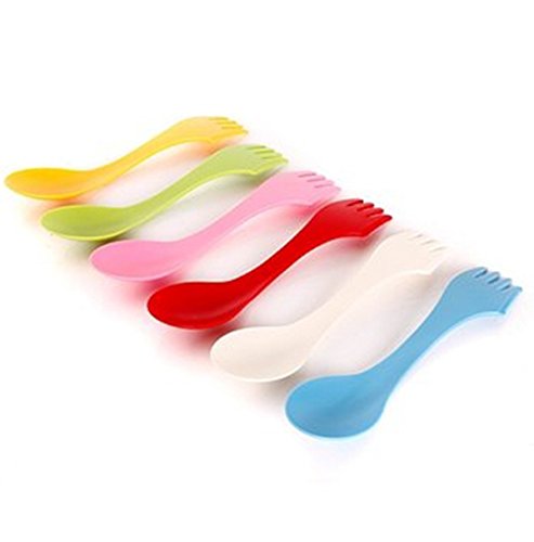 6 PCS Traveling Camping Hiking Spoon Fork Knife Spork Cutlery