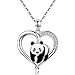 PRAYMOS 925 Sterling Silver Panda Necklace Gifts Heart Pendant Jewelry Birthday Christmas Gifts Women