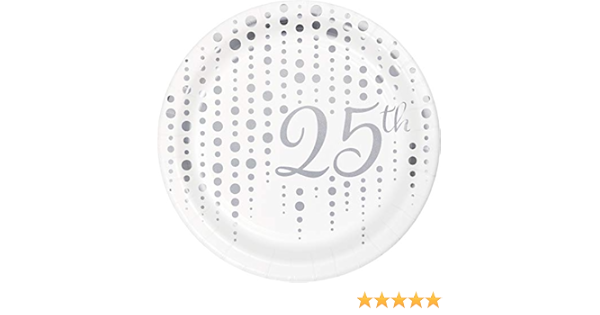 Amazon Com Silver 25th Anniversary Dessert Plates 24 Ct Health Personal Care