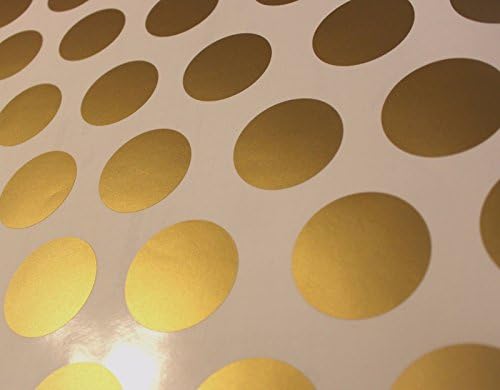 Gold Wall Decal Dots (200 Decals) | Easy Peel & Stick + Safe on Walls Paint | Removable Metallic Vinyl Polka Dot Decor | Round Circle 1" inch Art Sayings Sticker Large Paper Sheet Set for Nursery Room