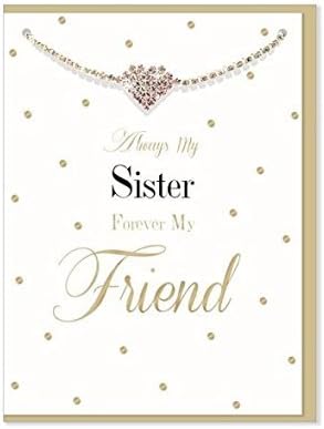 True Hearts Gallery - Designer Diamante Bracelet Card For Sis - Always My Sister Forever My Friend Card