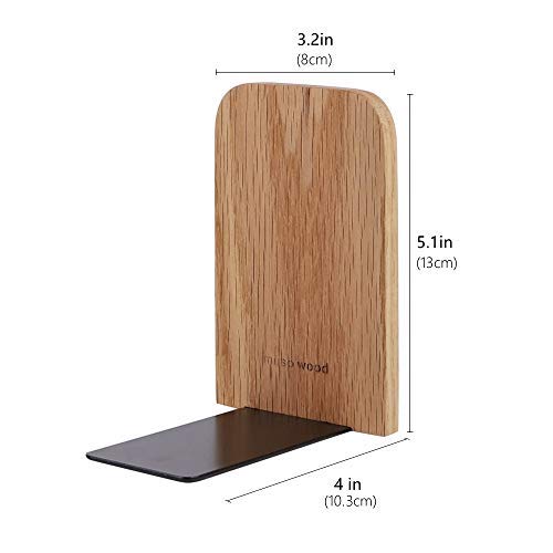 Muso Wood Bookends,5.1"x3.2",Set of 2 (Oak-2 Pairs)