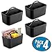 mDesign Plastic Small Office Storage Organizer Utility Tote Caddy with Handle for Cabinets, Desks, Workspaces - Holds Desktop Office Supplies, Pencils, Staplers Lumiere Collection, 4 Pack, Black
