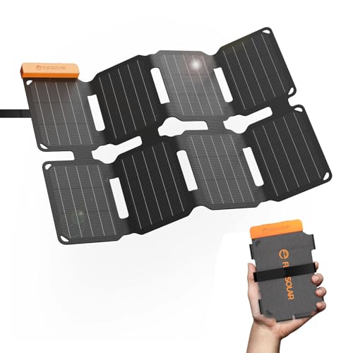 FlexSolar 25W Pocket Folding Solar Panel, Portable Solar Charger with E Film and USB-A and USB-C for Power Stations, Smartphones, Tablets, Power Banks, Camping and Emergencies