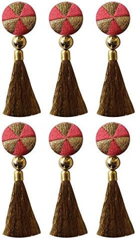 Tripti Products Hanging Buttons for Ladies Kurtis Dress Decoration Embroidered Buttons with Tassels Triangle Gajri