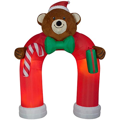 Christmas Inflatable Animated LED Fuzzy Plush Teddy Bear Archway By Gemmy