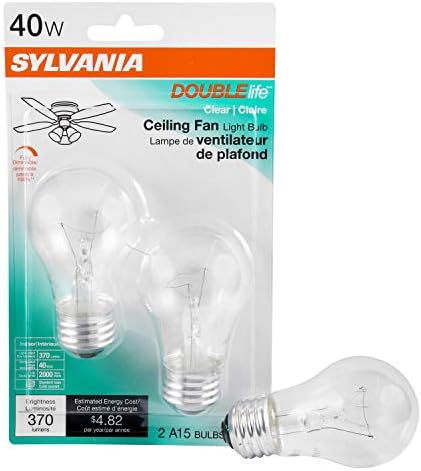 SYLVANIA Home Lighting 10034 incandescent Bulb, Double Life, 40W, A15 Incandescent, 2 Piece