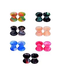 D&M Jewelry - Dilatadores de acero inoxidable y silicona, doble acampanado, flexibles, calibre 2g-3 4, 50 unidades