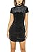 Dreamtravel Womens Short Sleeve Turtleneck Velvet Mini Bodycon Pencil Dress Black