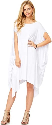Pink Ice Women's Flowy Dress w Dolman Sleeves (L, White)