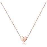 Turandoss Tiny Heart Initial Necklaces for Girls - 14K Rose Gold Filled Heart Pendant Handmade Dainty Heart Letter Initial Necklaces for Teen Girls Jewelry Gifts