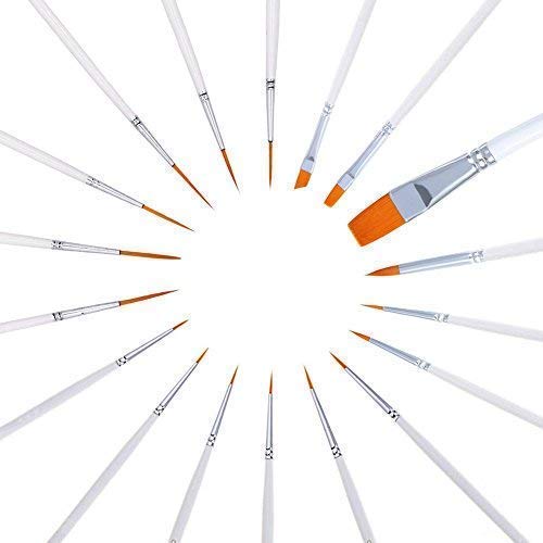 18 Pcs Detail Fine Miniature Figurine Paint Brushes Mini Micro Paintbrush Painting Kit Set | Extra Fine Point Tip | Nylon for Fabric Citadel Face Model Leather Acrylic Watercolor Oil by Afantti - Thumbnail 4