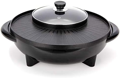 BBQ -The Electric Thai BBQ Barbecue and Hot Pot, Electric Grill 2 in 1, Electric Hot Pot Electric Barbecue Electric Baking Dish, Integrated Saucepan, Teppanyaki Electric Grill