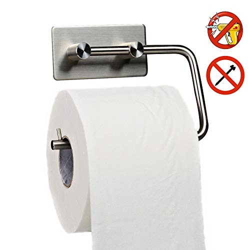 Toilet Paper Holder Self Adhesive - Toilet Paper Roll Holder no Drilling for Bathroom, RV, Boat, Stainless Steel,1 Package