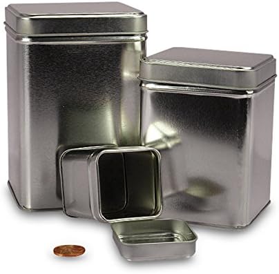 Amazon Com 28 Oz Silver Square Tin Can Quantity 24 Width 3 5 8 Width 3 9 16 Home Kitchen