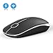2.4GHz Wireless Bluetooth Mouse, Jelly Comb Dual Mode Slim Wireless Mouse with 2400 DPI Compatible for PC, Laptop, Mac, Android, Windows (Black and Silver)