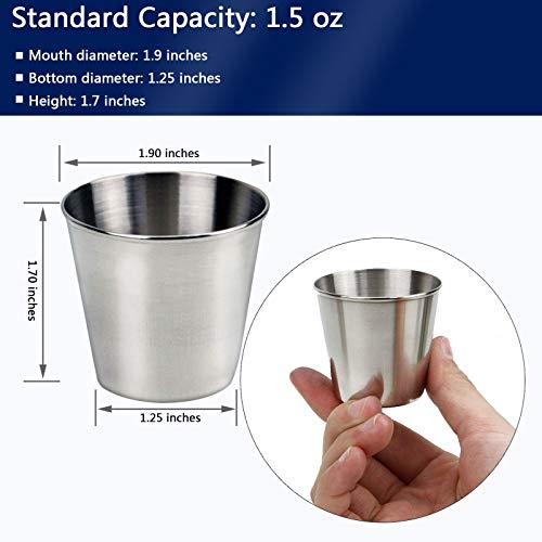 Timoo 12 PCS 1.5 Ounce Stainless Steel Shot Cups Shot Glass Drinking Vessel