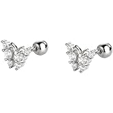 18G Tiny Butterfly Stud Cartilage Earrings for Women Girls 925 Sterling Silver Cubic Zirconia Mini Cute Crystal 3mm Ball Back Piercing Studs Sleeper Tragus Post Hypoallergenic Birthday Christmas Jewelry