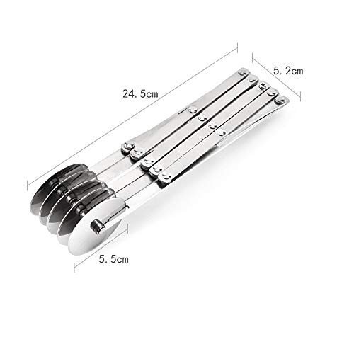 JDgoods 3/5/7-Wheel Pastry Cutter Stainless Steel Expandable Pizza Slicer Multi-Round Pastry Knife Baking Cutter Roller Cookie Dough Cutter Divider 5-Wheel One Size