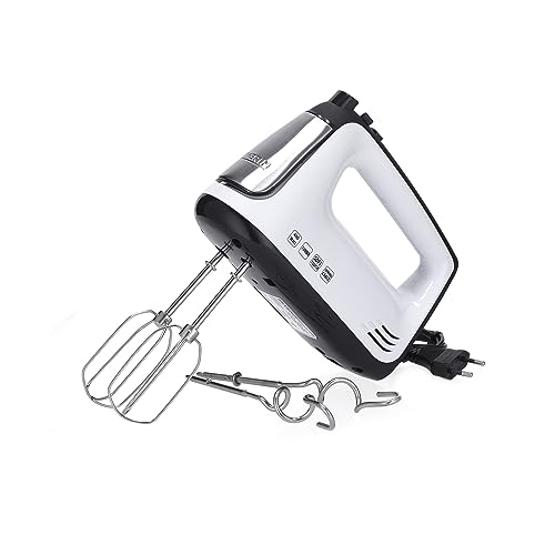 Batteur électrique 400 W, Fouet électrique avec 5 vitesses, fonction turbo et poignée Soft-Touch, Batteur mixeur livré avec 2 fouets et 2 crochets de pétrissage en inox, HM 3830