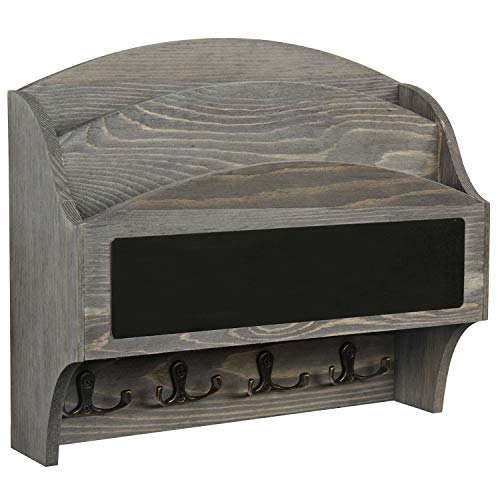 MyGift Vintage Gray Wood Wall Mounted Entryway Mail
