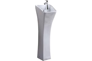 Fine Fixtures Windfield Pedestal, Elegant One Piece Pedestal Sink, Corner Faucet Hole, Vitreous China (White)