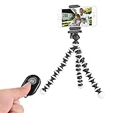 Tripod for iPhone - Cell Phone Tripod - iPhone Tripod with Remote - Camera Tripod Compatible with Any Smartphone Flexible Tripod Stand(Black White) (Tri-Pod)