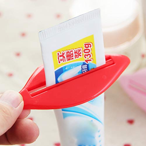 dianpo Random Color Lip Shape Toothpaste Tube Face Wash Cleaning Foam Cream Roller Squeezer Dispenser ABS Clip