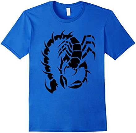 Mens Black Tribal Art Animal Big Scorpion T-shirt Medium Royal Blue