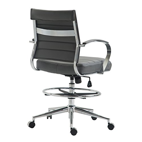 Poly and Bark Tremaine Drafting Chair in Vegan Leather, Grey - Thumbnail 3
