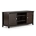 SIMPLIHOME Bedford SOLID WOOD Universal TV Media Stand, 53.9 inch Wide, Living Room Entertainment Center, Storage Cabinet with Glass Doors, for Flat Screen TVs up to 60 inches in Dark Tobacco Brown