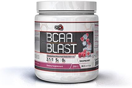 Pure Nutrition USA Bcaa Blast Powder Branched Chain Amino Acid Instantized Sports Supplement 5000mg 500/250 Grams 38/77 Servings Men Women Great Flavors (250g, Raspberry)