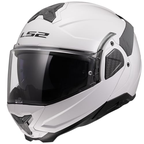 LS2 Advant II FF910. Motorcycle Helmet. Modular Flip Front. KPA + Carbon Components. Pinlock and Carry Backpack Included. Gloss White. M