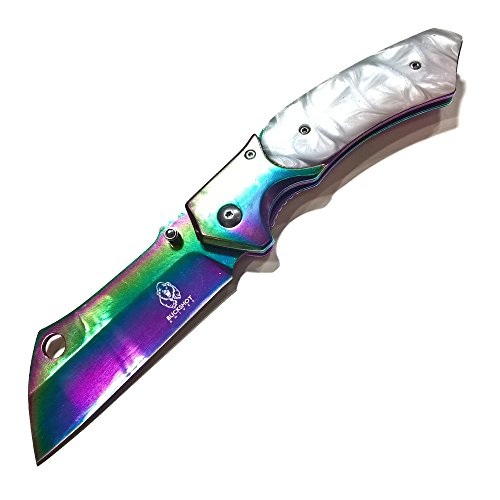 Modified Sheepsfoot Steel Blade Assisted Open Pocket Knife (PBK2ZG Rainbow)