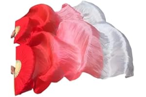 GENERIC Professional Chinese Dance Fans - Handmade Faux Silk & Bamboo Foldable Fans | Belly Dancing Performance Set with Multiple Colors | Traditional Silk Fan Pair