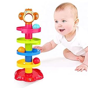 Baby Toys for 9 12 18 Months Ball Drop and Roll Swirling Tower 5 Layer, Toddler Educational Toys Montessori Toys for 1…