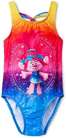 Dreamwave Trolls One Piece Swimsuit Swimwear For Toddler Girls-Full Lining UPF 50+ Sun Protection Strap
