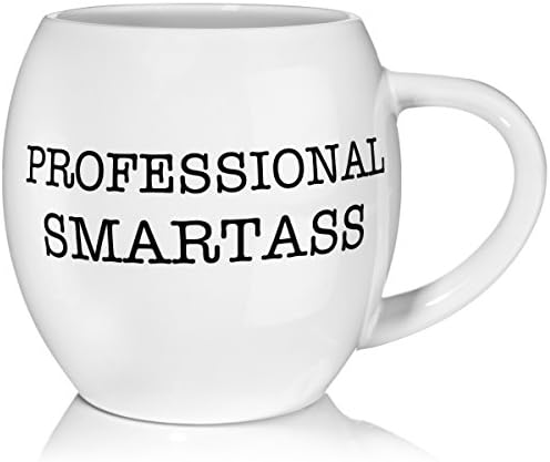 Funny Quote Mug "Professional Smartass" by Madero Kitchen - Ceramic Coffee Mug Small Mouth 14oz - Gift for Women and Men - 100% Secure Packaging - Keep Liquid Hot for Longer