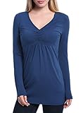 Ninedaily Women Blouses V Neck Long Sleeve High Waist Pleated Tunic Tops Shirts