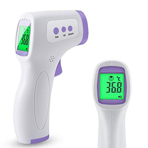 Digital Infrared Forehead Thermometer,Non-Contact with 3 Function - Fever Alarm, Large LCD Screen and Data Memory,Instant Accurate Reading for Home, Outdoor, Baby, Adult BiuBuy (White-A)