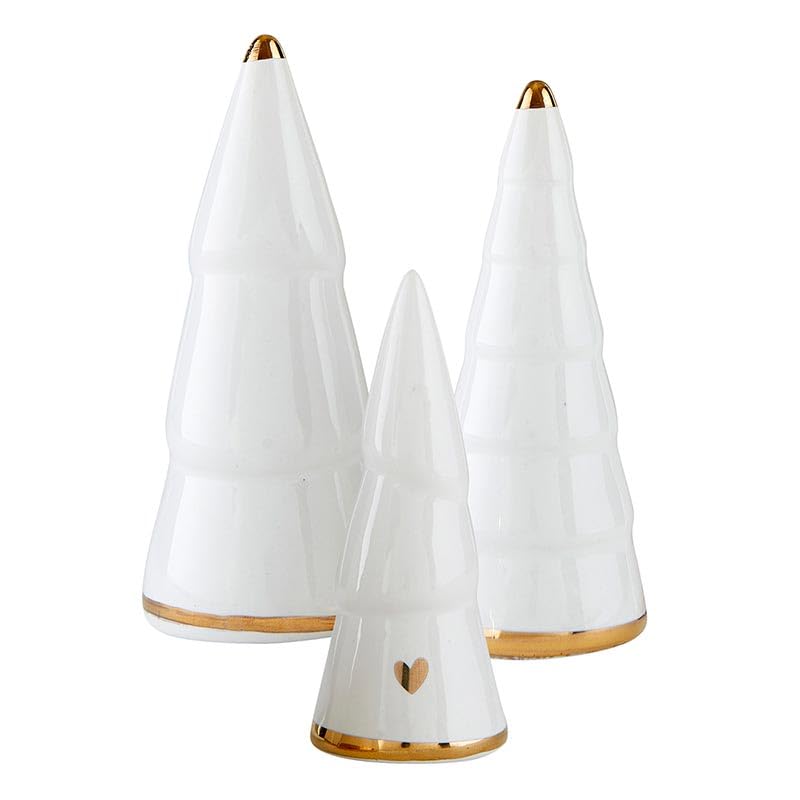 Photo 1 of ***VERY SMALL***Santa Barbara Design Studio Holiday Shelf Décor Christmas Collection Ceramic Trees, Set of 3, White & Gold***VERY SMALL***