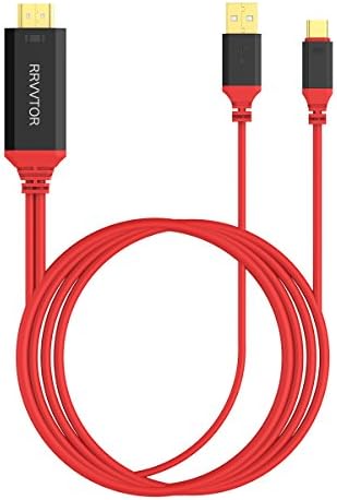 Type C to HDMI Charging Cable/ USB-3.1 C to 4K UHDTV Adapter Male Cable with Charge Cord for Macbook 2017/ Samsung Galaxy S8 and More (Red/ 6.6ft)