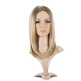 Women Centre Parting Long Straight Synthetic Heat Resistant Wigs Hairpiece Blonde + Wig Cap
