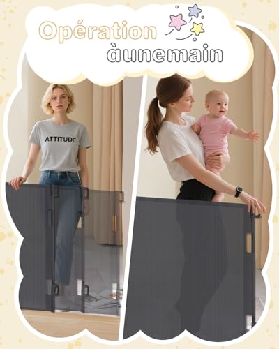 Child Safety Gate 0-140 cm, Baby and Dog Safety Gate for Stairs, Quick Assembly, Secure Locking, Ideal for Stairs, Doors and Corridors, Black
