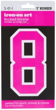Sew Easy Industries 1-Sheet Number Transfer, 5 by 3-Inch, Number 8, Neon Pink