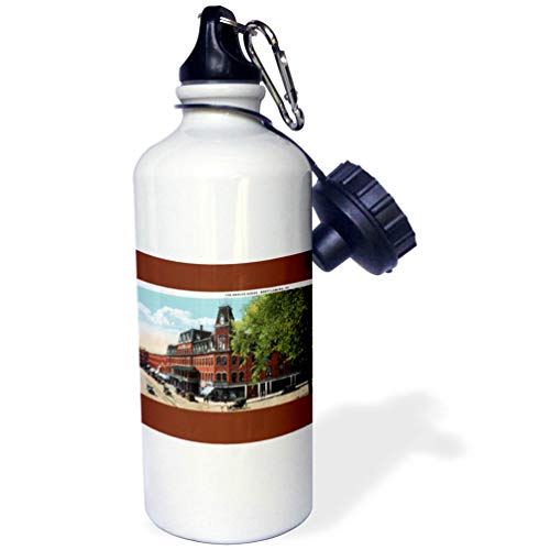 3dRose Brooks House, Brattleboro, Vermont with Antique Cars-Sports Water Bottle…