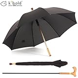 Kobold Classic Cane Umbrella Walking Stick Umbrellas for Assist Outdoor Lightweight Black