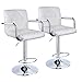 Leader Accessories Square Back Adjustable Bar Stools with armrest, Set of 2 (White)