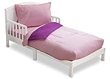 Toddler Bedding Set | Girls 4 Piece Collection | Fitted Sheet, Flat Top Sheet w/ Elastic bottom, Fitted Comforter w/ Elastic bottom, Pillowcase | Delta Children | Pink & Purple | Gingham